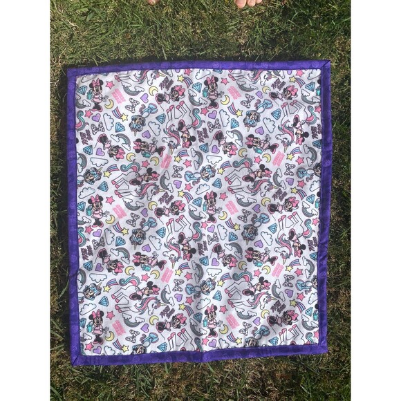 Mini Mouse & Unicorns Doll Quilt/Car Seat Snuggy 21x19 inches - Picture 2 of 3